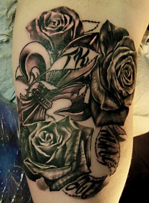 Black Roses Fleur De Lis Tattoo